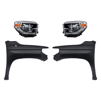 Replacement - 4-Piece Kit (Driver and Passenger Side Headlights, Driver and Passenger Side Fenders) (CAPA Certified)