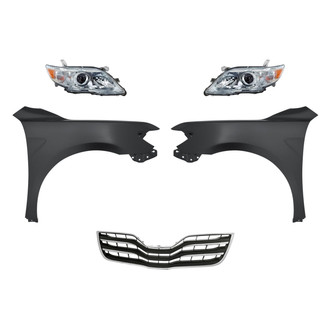 Replacement - 5-Piece Kit (Driver and Passenger Side Headlights, Grille, Driver and Passenger Side Fenders) (CAPA Certified)