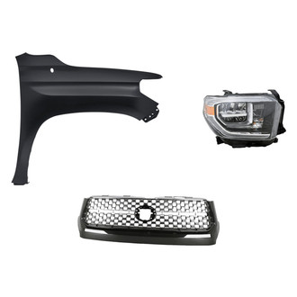 Replacement - 3-Piece Kit (Passenger Side Headlight, Grille, Front Passenger Side Fender) (Standard Line)