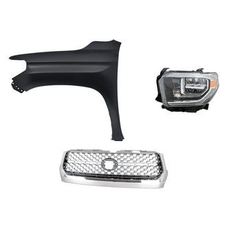 Replacement - 3-Piece Kit (Driver Side Headlight, Grille, Front Driver Side Fender) (Standard Line)