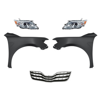 Replacement - 5-Piece Kit (Driver and Passenger Side Headlights, Grille, Driver and Passenger Side Fenders) (CAPA Certified)