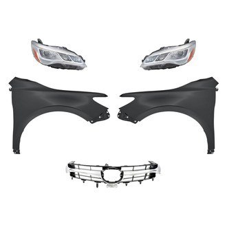 Replacement - 5-Piece Kit (Driver and Passenger Side Headlights, Grille, Driver and Passenger Side Fenders) (Standard Line)