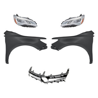 Replacement - 5-Piece Kit (Driver and Passenger Side Headlights, Grille, Driver and Passenger Side Fenders) (CAPA Certified)