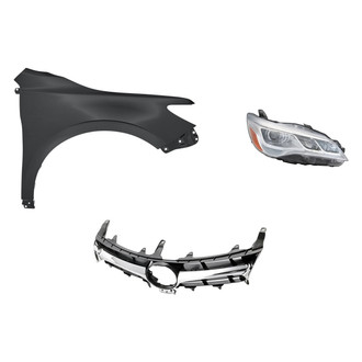 Replacement - 3-Piece Kit (Passenger Side Headlight, Grille, Front Passenger Side Fender) (CAPA Certified)