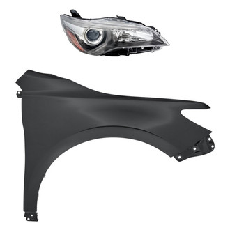 Replacement - 2-Piece Kit (Passenger Side Headlight, Front Passenger Side Fender) (CAPA Certified)