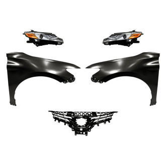 Replacement - 5-Piece Kit (Driver and Passenger Side Headlights, Grille, Driver and Passenger Side Fenders) (Standard Line)