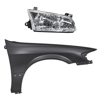 Replacement - 2-Piece Kit (Passenger Side Headlight, Front Passenger Side Fender) (CAPA Certified)