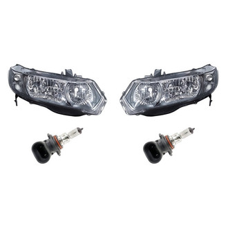 Replacement - 4-Piece Kit (Driver and Passenger Side Headlights, Bulbs) (Standard Line)