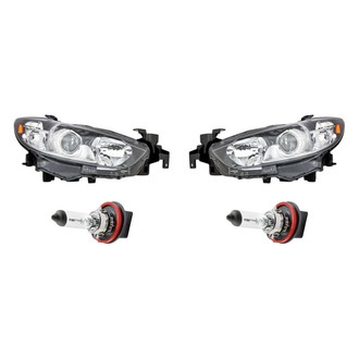 Replacement - 4-Piece Kit (Driver and Passenger Side Headlights, Bulbs) (Standard Line)