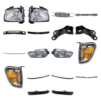 Replacement - 18-Piece Kit (Headlights, Bumper Face Bar, Bumper Reinforcement, Bumper Valance, Bumper Retainers, Bumper Fillers, Bumper Brackets, Grille, Turn Signal/Corner Lights, Turn Signal/Parking Lights) (Standard Line)