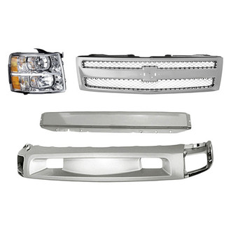 Replacement - 4-Piece Kit (Passenger Side Headlight, Front Bumper Deflector, Front Bumper Reinforcement, Grille) (Standard Line)