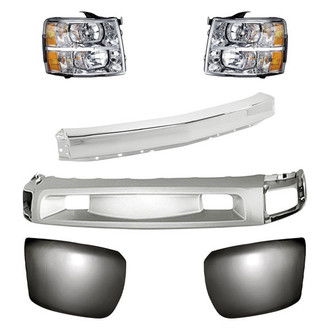 Replacement - 6-Piece Kit (Driver and Passenger Side Headlights, Front Bumper Deflector, Front Bumper Face Bar, Front Driver and Passenger Side Bumper Ends) (Standard Line)