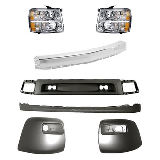 Replacement - 7-Piece Kit (Driver and Passenger Side Headlights, Front Bumper Air Deflector, Front Bumper Deflector Extension, Front Bumper Face Bar, Front Driver and Passenger Side Bumper Ends) (Standard Line)
