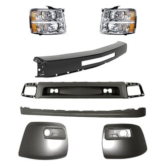 Replacement - 7-Piece Kit (Driver and Passenger Side Headlights, Front Bumper Air Deflector, Front Bumper Deflector Extension, Front Bumper Face Bar, Front Driver and Passenger Side Bumper Ends) (Standard Line)