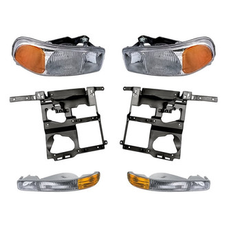 Replacement - 6-Piece Kit (Driver and Passenger Side Headlights, Driver and Passenger Headlight Supports, Driver and Passenger Side Turn Signal/Parking Lights) (Standard Line)