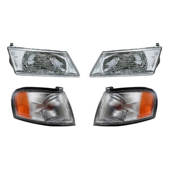 Replacement - 4-Piece Kit (Driver and Passenger Side Headlights, Driver and Passenger Side Turn Signal/Corner Lights) (Standard Line)