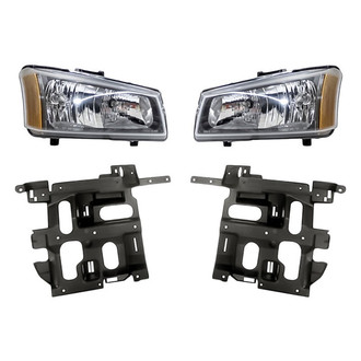Replacement - 4-Piece Kit (Driver and Passenger Side Headlights, Driver and Passenger Side Headlight Supports) (Standard Line)