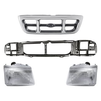 Replacement - 4-Piece Kit (Driver and Passenger Side Headlights, Grille, Header Panel) (Standard Line)