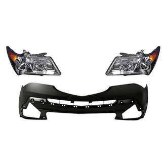 Replacement - 3-Piece Kit (Driver and Passenger Side Headlights, Front Bumper Cover) (Standard Line)