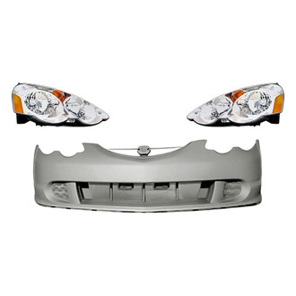 Replacement - 3-Piece Kit (Driver and Passenger Side Headlights, Front Bumper Cover) (Standard Line)