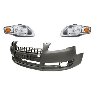 Replacement - 3-Piece Kit (Driver and Passenger Side Headlights, Front Bumper Cover) (Standard Line)