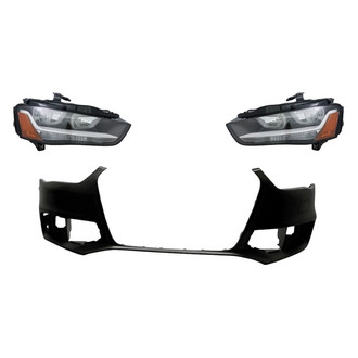 Replacement - 3-Piece Kit (Driver and Passenger Side Headlights, Front Bumper Cover) (Standard Line)