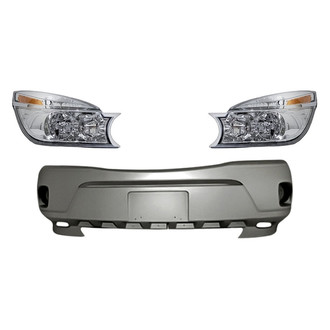 Replacement - 3-Piece Kit (Driver and Passenger Side Headlights, Front Bumper Cover) (Standard Line)