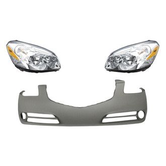 Replacement - 3-Piece Kit (Driver and Passenger Side Headlights, Front Bumper Cover) (Standard Line)