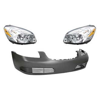 Replacement - 3-Piece Kit (Driver and Passenger Side Headlights, Front Bumper Cover) (CAPA Certified)