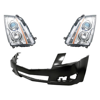 Replacement - 3-Piece Kit (Driver and Passenger Side Headlights, Front Bumper Cover) (CAPA Certified)