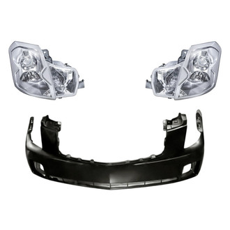Replacement - 3-Piece Kit (Driver and Passenger Side Headlights, Front Bumper Cover) (Standard Line)