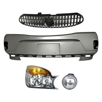 Replacement - 4-Piece Kit (Passenger Side Headlight, Front Bumper Cover, Grille, Driver Side Fog Light) (Standard Line)