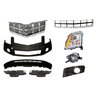 Replacement - 9-Piece Kit (Driver Side Headlight, Center Bumper Grille, Bumper Cover Bracket, Lower Bumper Cover, Outer Bumper Cover Bracket, Upper Bumper Cover, Grille, Fog Light, Fog Light Bezel) (Standard Line)