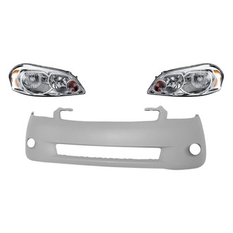 Replacement - 3-Piece Kit (Driver and Passenger Side Headlights, Front Bumper Cover) (Standard Line)