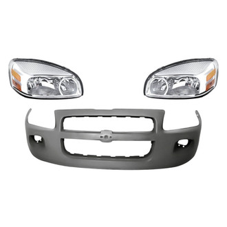 Replacement - 3-Piece Kit (Driver and Passenger Side Headlights, Front Bumper Cover) (Standard Line)