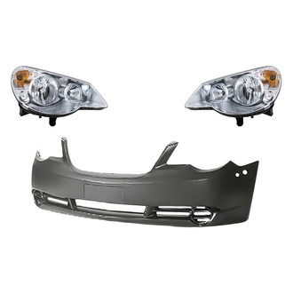 Replacement - 3-Piece Kit (Driver and Passenger Side Headlights, Front Bumper Cover) (Standard Line)