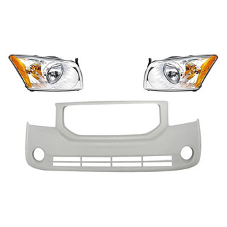 Replacement - 3-Piece Kit (Driver and Passenger Side Headlights, Front Bumper Cover) (Standard Line)