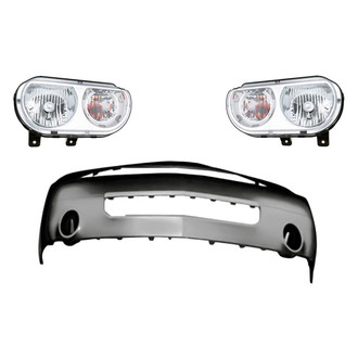 Replacement - 3-Piece Kit (Driver and Passenger Side Headlights, Front Bumper Cover) (Standard Line)