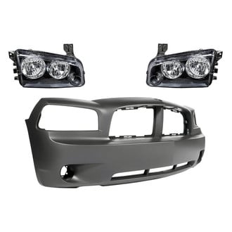Replacement - 3-Piece Kit (Driver and Passenger Side Headlights, Front Bumper Cover) (Standard Line)