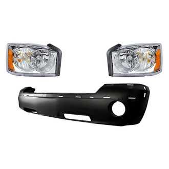 Replacement - 3-Piece Kit (Driver and Passenger Side Headlights, Front Bumper Cover) (Standard Line)