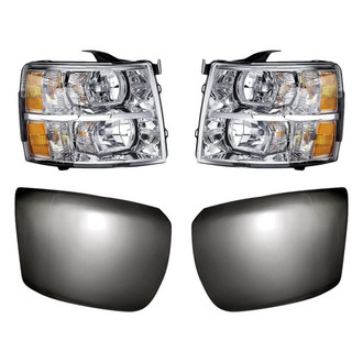Replacement - 4-Piece Kit (Driver and Passenger Side Headlights, Front Driver and Passenger Side Bumper Ends) (Standard Line)