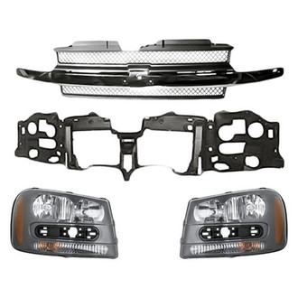 Replacement - 4-Piece Kit (Driver and Passenger Side Headlights, Grille, Header Panel) (Standard Line)
