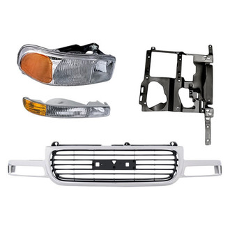 Replacement - 4-Piece Kit (Passenger Side Headlight, Grille, Passenger Side Headlight Support, Passenger Side Turn Signal/Parking Light) (Standard Line)