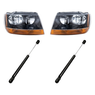 Replacement - 4-Piece Kit (Driver and Passenger Side Headlights, Driver and Passenger Side Hood Lift Supports) (Standard Line)