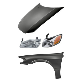 Replacement - 4-Piece Kit (Driver Side Headlight, Front Driver Side Fender, Driver Side Turn Signal/Corner Light, Hood Panel) (Standard Line)