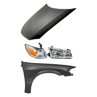 Replacement - 4-Piece Kit (Passenger Side Headlight, Front Passenger Side Fender, Hood Panel, Passenger Side Turn Signal/Corner Light) (Standard Line)