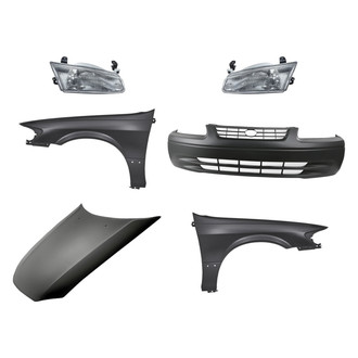 Replacement - 6-Piece Kit (Driver and Passenger Side Headlights, Front Bumper Cover, Driver and Passenger Side Fenders, Hood Panel) (Standard Line)