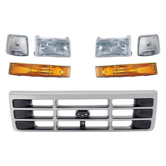 Replacement - 7-Piece Kit (Driver and Passenger Side Headlights, Grille, Driver and Passenger Side Turn Signal/Corner Lights, Driver and Passenger Side Turn Signal/Parking Lights) (Standard Line)