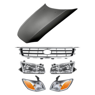 Replacement - 6-Piece Kit (Driver and Passenger Side Headlights, Grille, Driver and Passenger Side Turn Signal/Corner Lights, Hood Panel) (Standard Line)