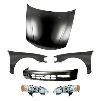 Replacement - 6-Piece Kit (Driver and Passenger Side Headlights, Front Bumper Cover, Driver and Passenger Side Fenders, Hood Panel) (Standard Line)